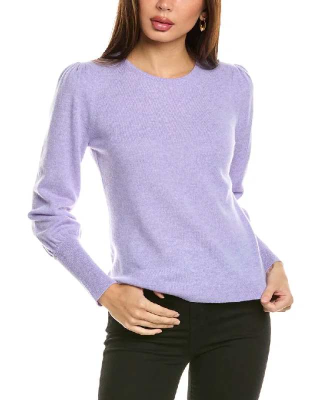 Forte Cashmere Gathered Sleeve Crew Cashmere Sweater Beaded Sweater Sequined Faux Fur Forte Cashmere Gathered Sleeve Crew Cashmere Sweater Beaded Sweater Sequined Faux Fur