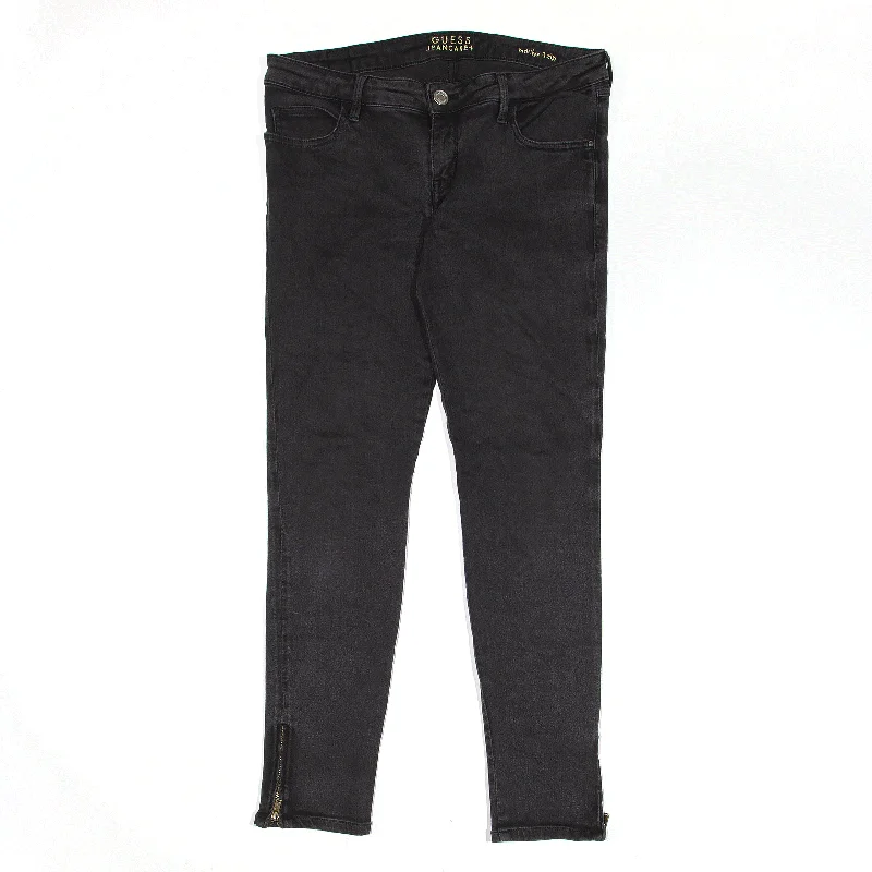 GUESS Marilyn Jeans Black Denim Slim Skinny Womens W31 L27 Trendy Patchwork Denim Jeans