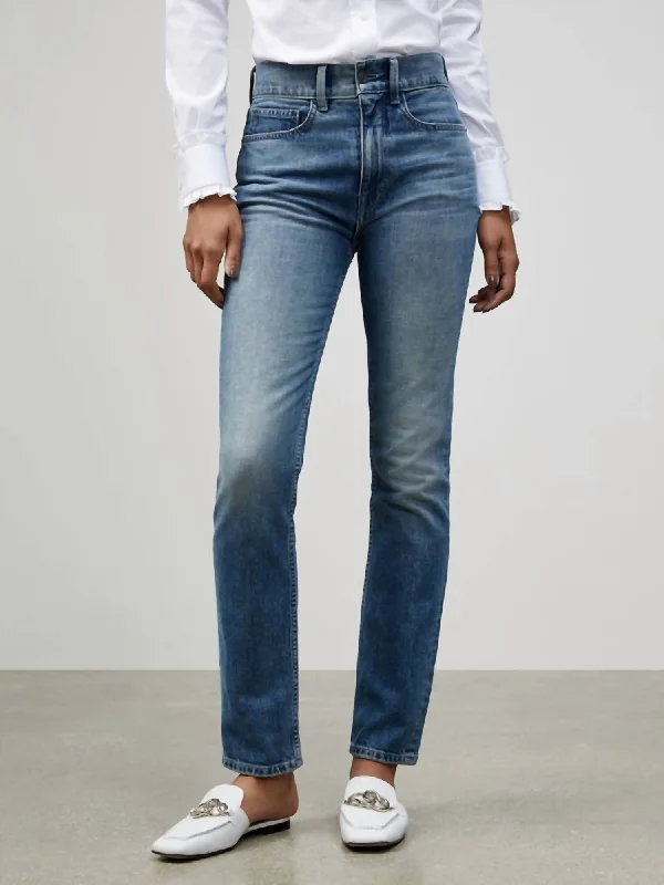 High Rise Straight Ankle Reeve Ital. Heritage Jean In Faded Skyline Comfortable Jogger Style Jeans