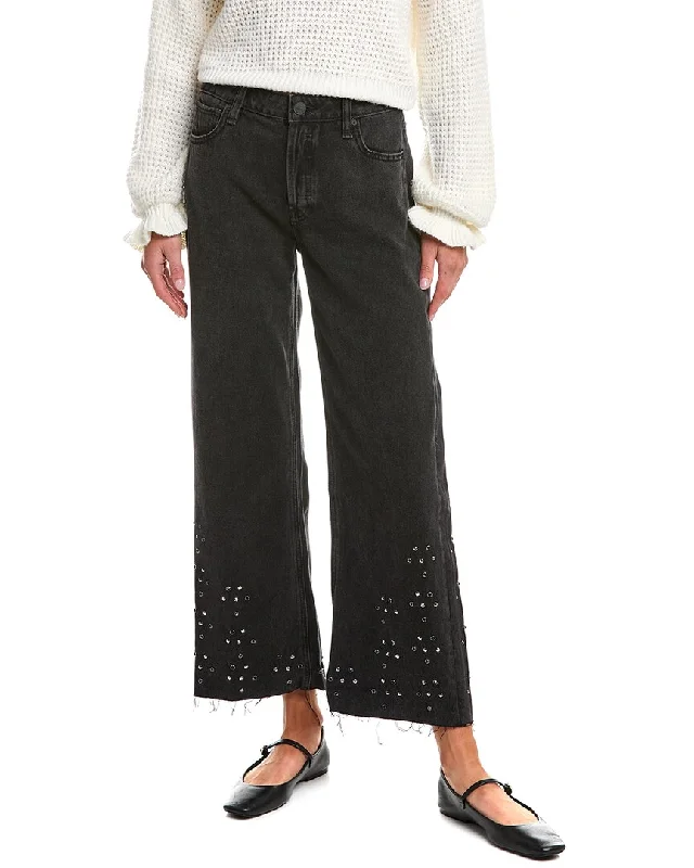 HUDSON Jeans Rosalie Black Glitter Wide Leg Jean Comfortable Full-Length Denim Jeans