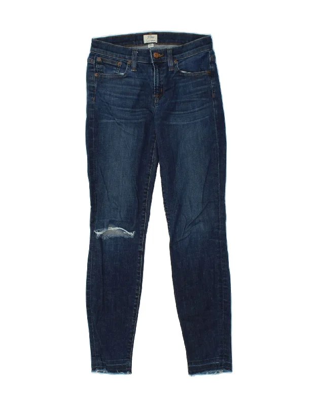 J. CREW Womens Toothpick Distressed Skinny Jeans W25 L28 Navy Blue Cotton Chic Double Waistband Jeans J. CREW Womens Toothpick Distressed Skinny Jeans W25 L28 Navy Blue Cotton Chic Double Waistband Jeans