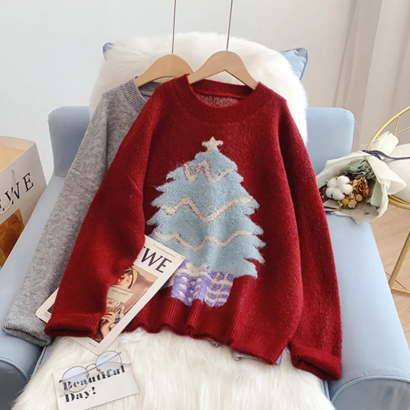 Japanese Vintage Christmas theme sweater  5145 Solid Print Embellished