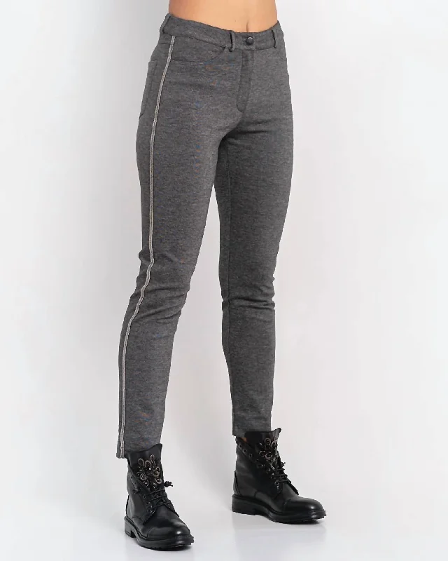 Jean With Side Stripe In Grey Casual Skinny Fit Jeans