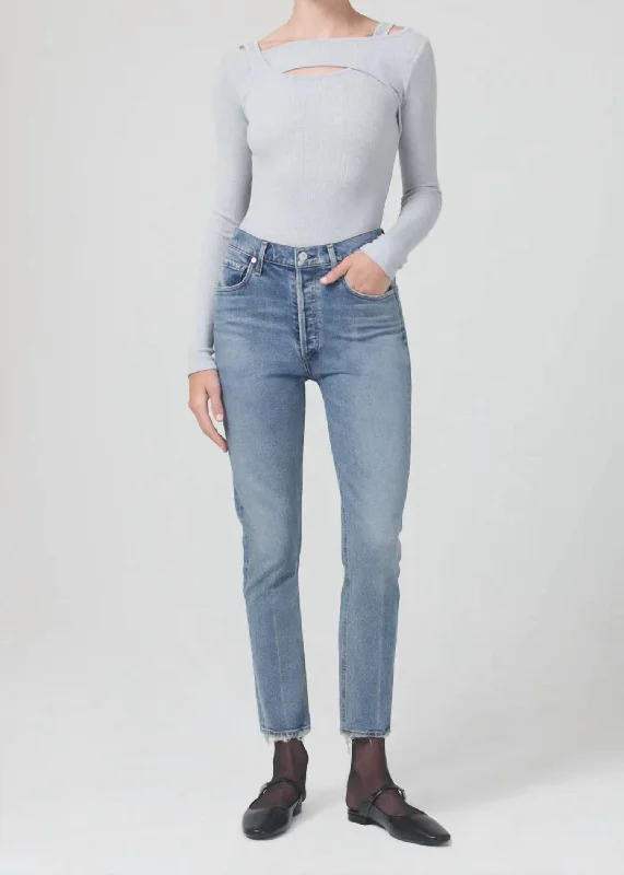 Jolene High Rise Straight Jeans In Dimple Comfortable Boyfriend Jeans