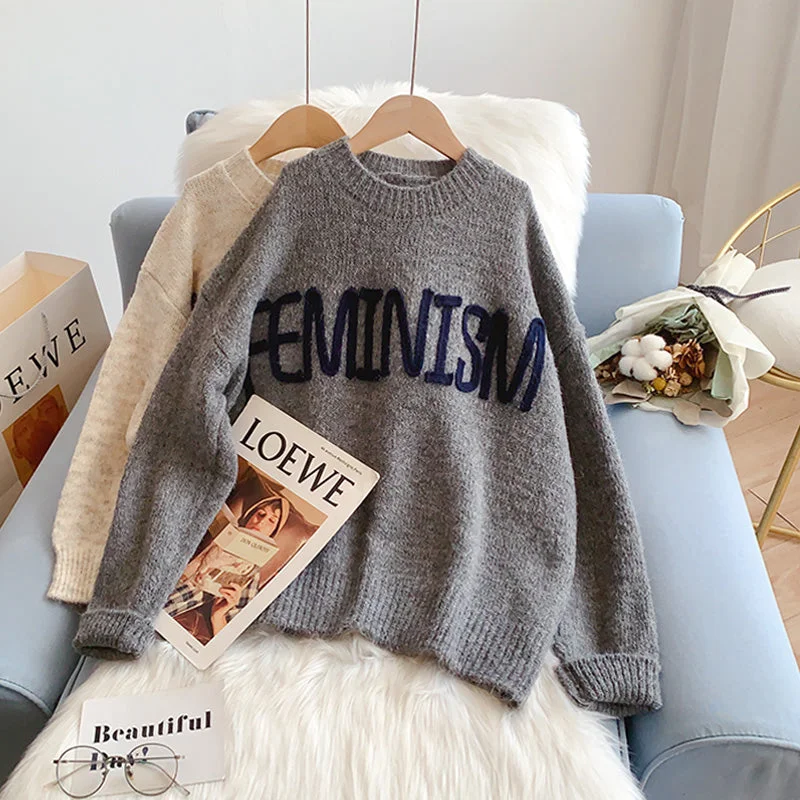 Lazy wind round neck letter sweater sweater sweater top 5221 Lace Blend Ribbed Blend Corduroy Blend Lazy wind round neck letter sweater sweater sweater top 5221 Lace Blend Ribbed Blend Corduroy Blend