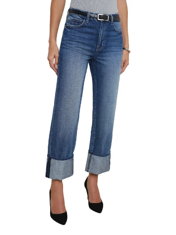 Leighton Cuffed Stovepipe Jean In Arco Stylish Paperbag Waist Denim