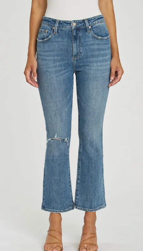 Lennon Cropped Bootcut Flare Jean In Canyon Comfortable Folded Hem Jeans