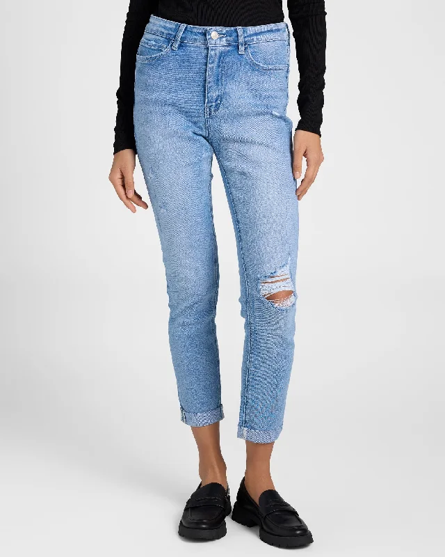 High Rise Cuffed Skinny Jeans Elegant High-Waisted Flared Jeans