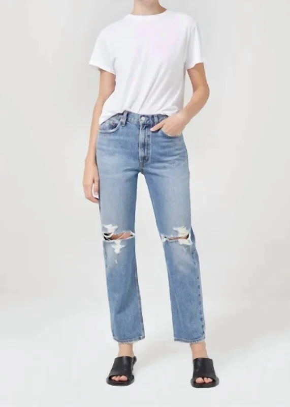 Mia Mid Rise Straight Jean In Rule Fashionable Cropped Denim Jeans