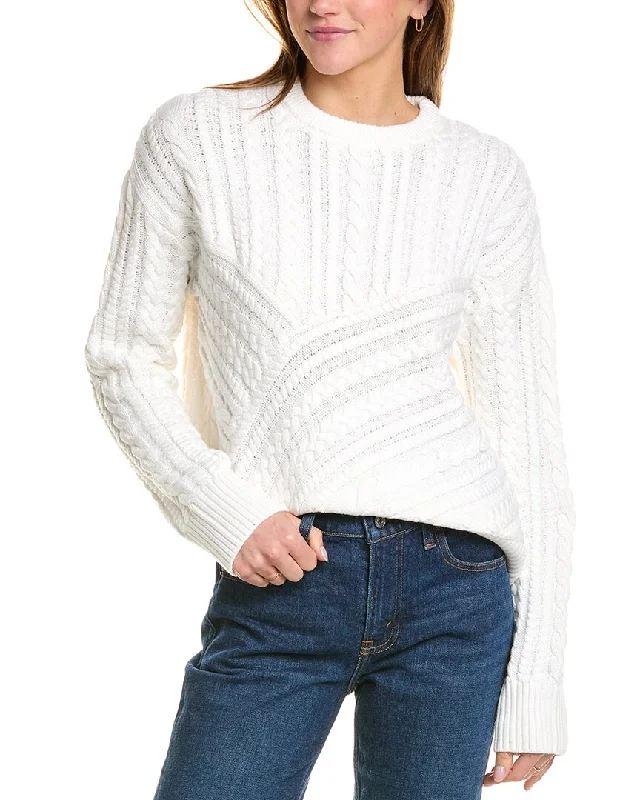 Monrow Cable Knit Wool-Blend Sweater Nylon Fabric Polyester Fabric Spandex Fabric