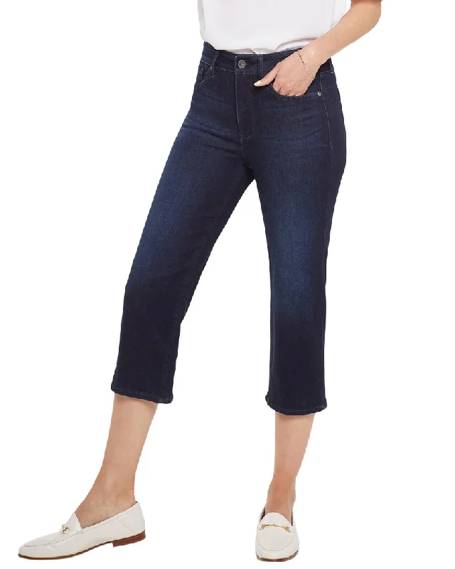 NYDJ Petite Thigh Rapture Shaper Straight Jean Chic Rip-Detail High-Waist Jeans