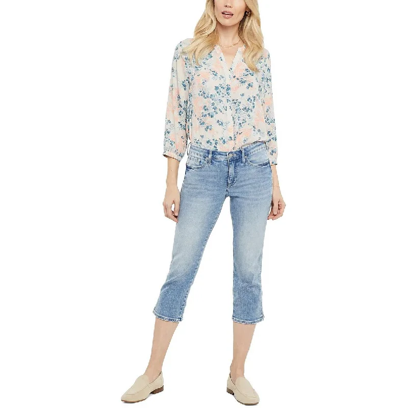 NYDJ Womens Chloe High Rise Cropped Capri Jeans Comfortable Straight-Legged Denim