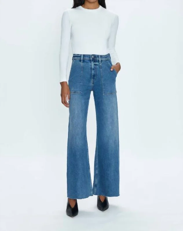 Penny High Rise Wide Leg Jean In Canal Comfortable Straight-Legged Denim