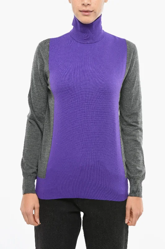Plan C Two-Tone Wool Blen Turtleneck Sweater Wool Fabric Cashmere Fabric Tweed Fabric Plan C Two-Tone Wool Blen Turtleneck Sweater Wool Fabric Cashmere Fabric Tweed Fabric