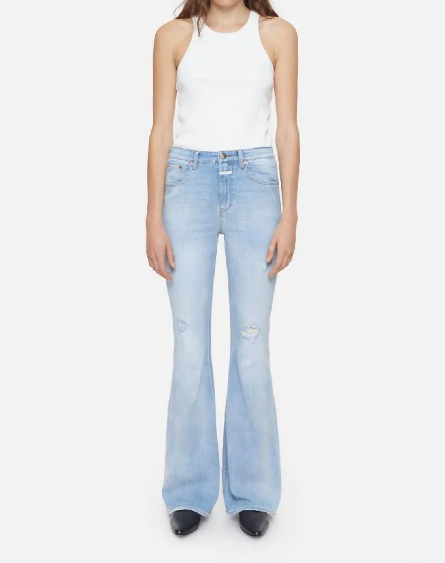 Rawlin Jeans In Light Blue Trendy Pleated Waist Jeans