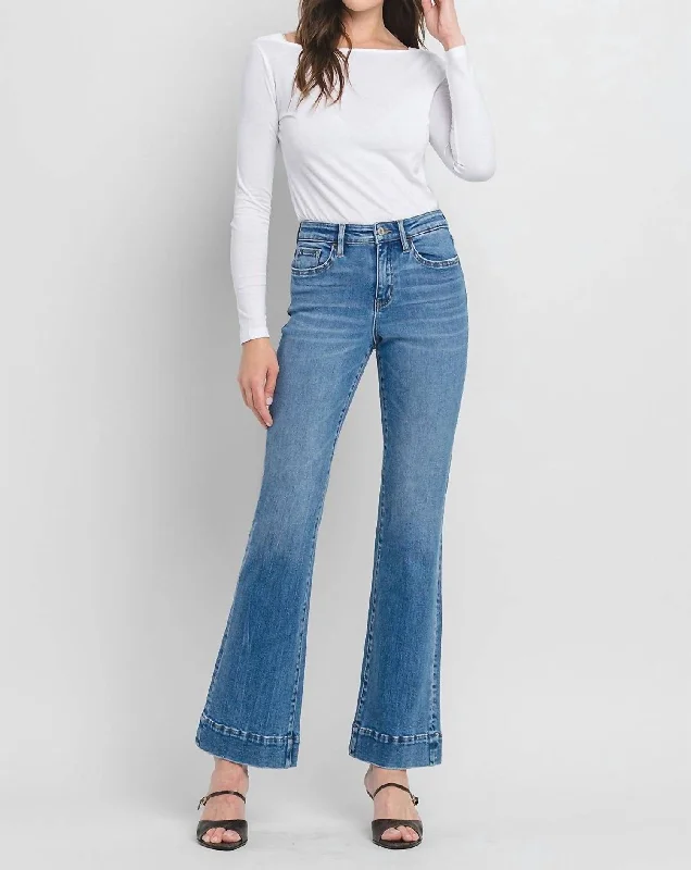 Relaxed Flare Jeans In Denim Stylish Paperbag Waist Denim