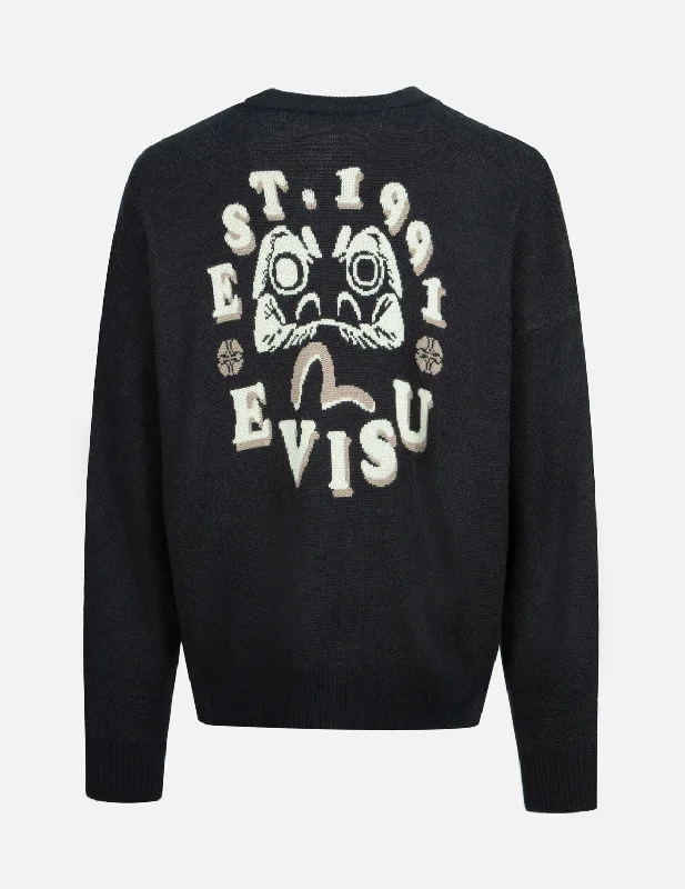 Seagull and Daruma Intarsia Relax Fit Knit Sweater Wool Sweater Cotton Sweater Cashmere Sweater Seagull and Daruma Intarsia Relax Fit Knit Sweater Wool Sweater Cotton Sweater Cashmere Sweater