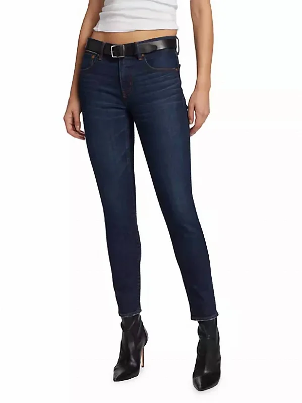 Shandon Skinny Jeans In Dark Blue Fashionable Raw Hem Bootcut Jeans