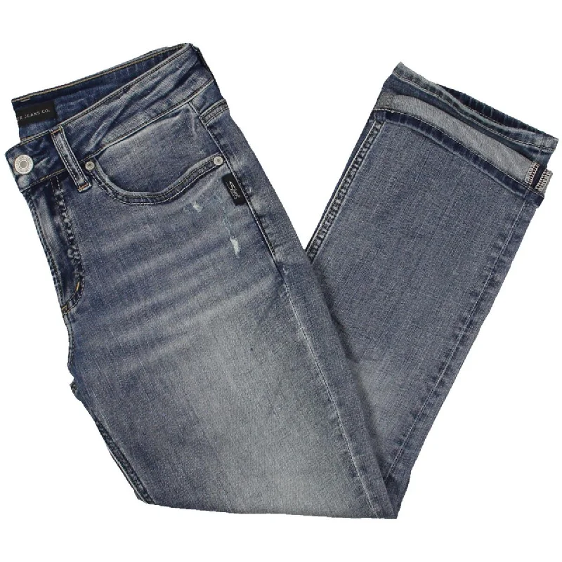 Silver Jeans Co. Womens Mid Rise Curvy Fit Capri Jeans Cozy Stretch High-Waist Jeans Silver Jeans Co. Womens Mid Rise Curvy Fit Capri Jeans Cozy Stretch High-Waist Jeans