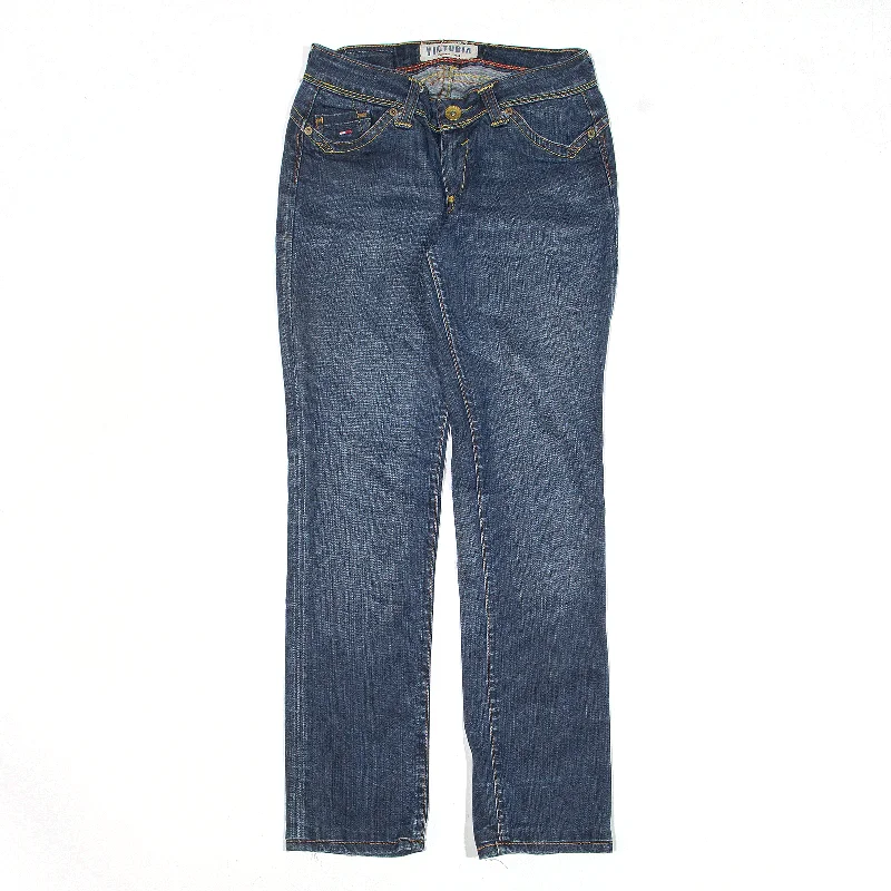 TOMMY HILFIGER Victoria Jeans Blue Denim Slim Straight Womens W26 L28 Chic Faded Blue Jeans