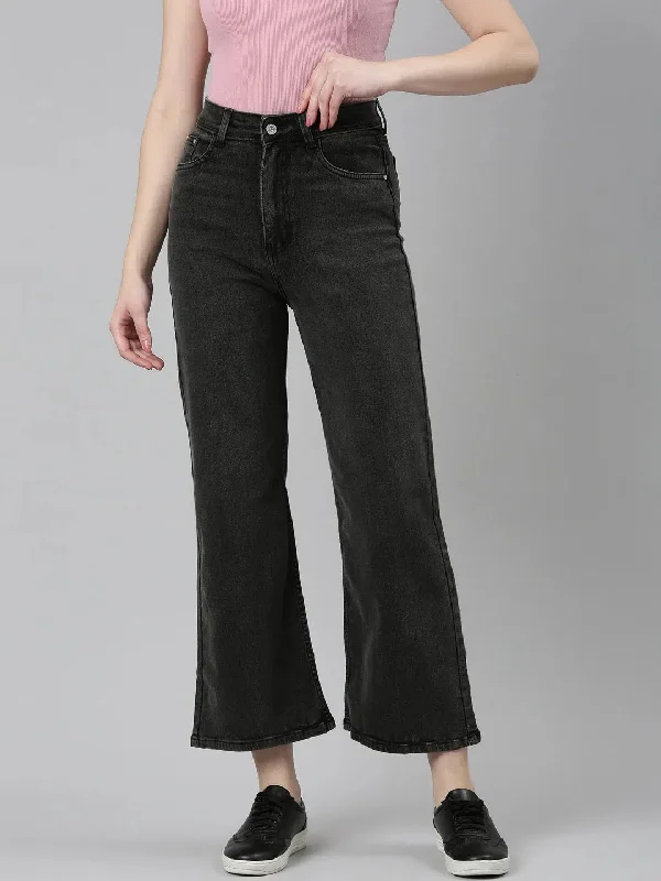 Women Charcoal Solid Wide Leg Denim Jeans-GZ-5508-Charcoal Stylish Stone-Wash Denim Jeans Women Charcoal Solid Wide Leg Denim Jeans-GZ-5508-Charcoal Stylish Stone-Wash Denim Jeans