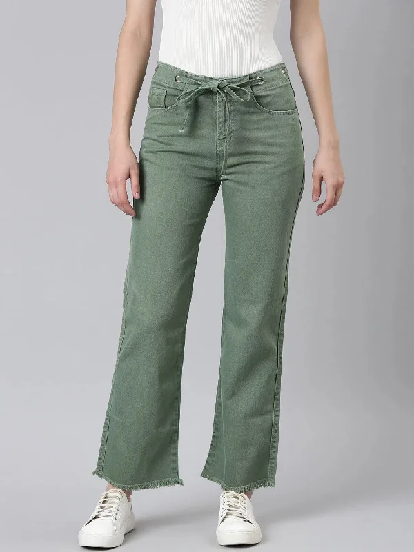 Women Green Solid Straight Fit Denim Jeans-LT-SF-10483-Green Cozy Tencel Blend Denim Jeans Women Green Solid Straight Fit Denim Jeans-LT-SF-10483-Green Cozy Tencel Blend Denim Jeans