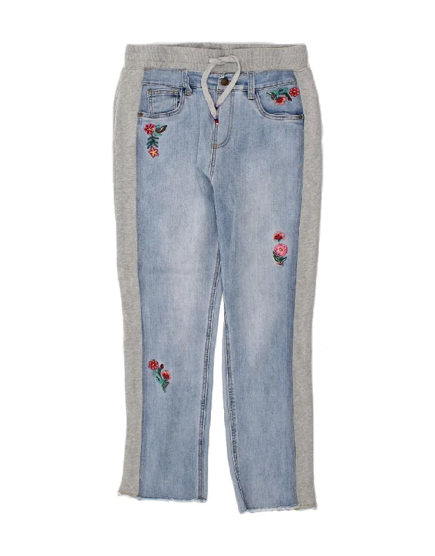 DESIGUAL Womens Slim Jeans  Medium W30 L27 Blue Floral Cotton Chic Dark-Wash Skinny Jeans