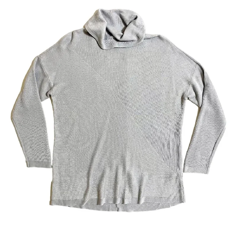 Women's Tencel Lyocell & Silk Cowl Neck Sweater In Blue Fleece Sweater Nylon Polyester Women's Tencel Lyocell & Silk Cowl Neck Sweater In Blue Fleece Sweater Nylon Polyester