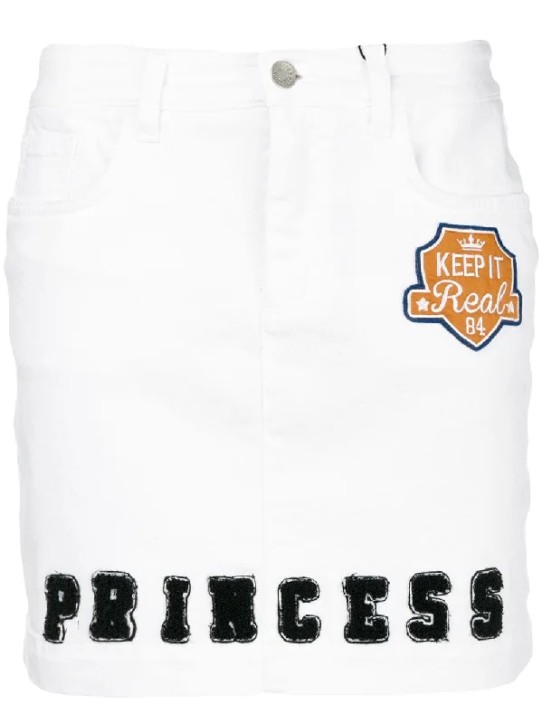 Princess patch letterman skirt silk skirt lustrous