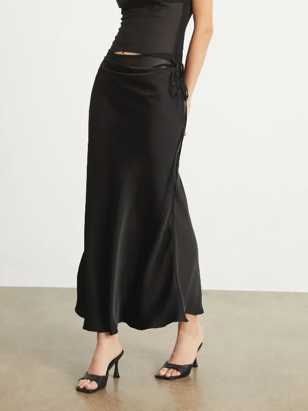 BerryBetty - 2 In 1 Satin Maxi Skirt velvet skirt sumptuous