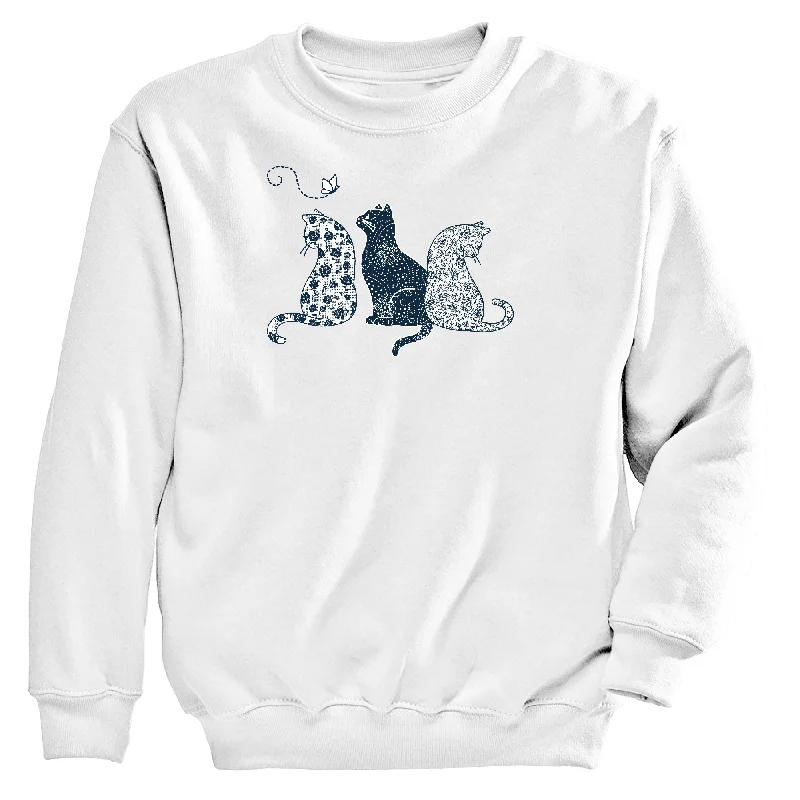 Fancy Cats Women's Crew Neck Sweatshirt Hoodie with Contrast Stitching Detailed Premium Fancy Cats Women's Crew Neck Sweatshirt Hoodie with Contrast Stitching Detailed Premium