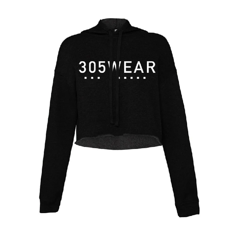 305WEAR Wordmark Icon Pure Fleece Cropped Hoody Hoodie with Hem Contrast Bold Stylish 305WEAR Wordmark Icon Pure Fleece Cropped Hoody Hoodie with Hem Contrast Bold Stylish