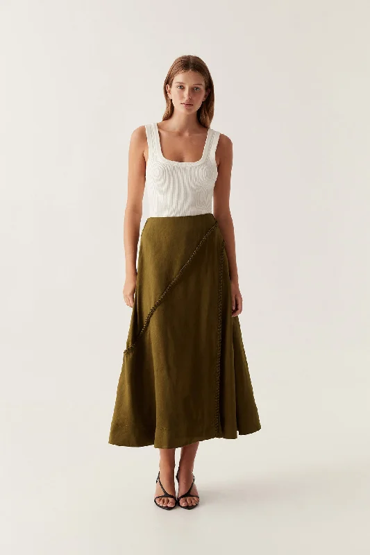 Arbour Whipstitch Midi Skirt cashmere skirt plush