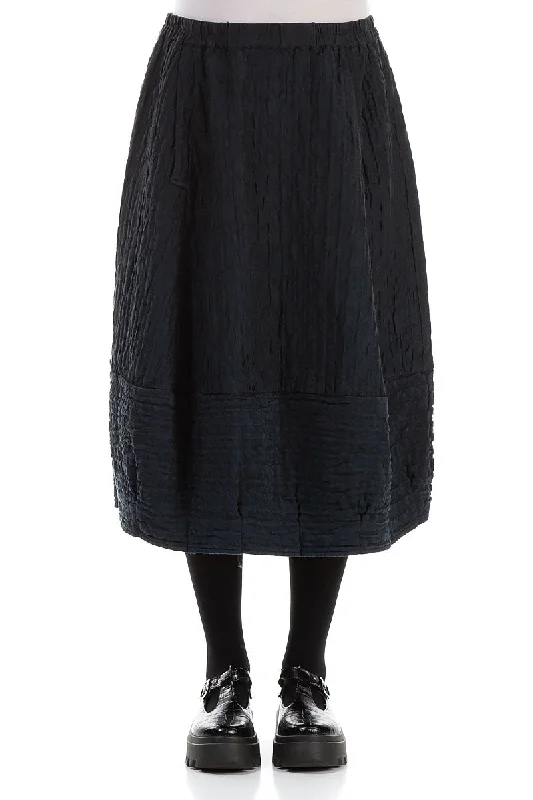 Balloon Midnight Blue Quilted Silk Skirt ruffled skirt detail