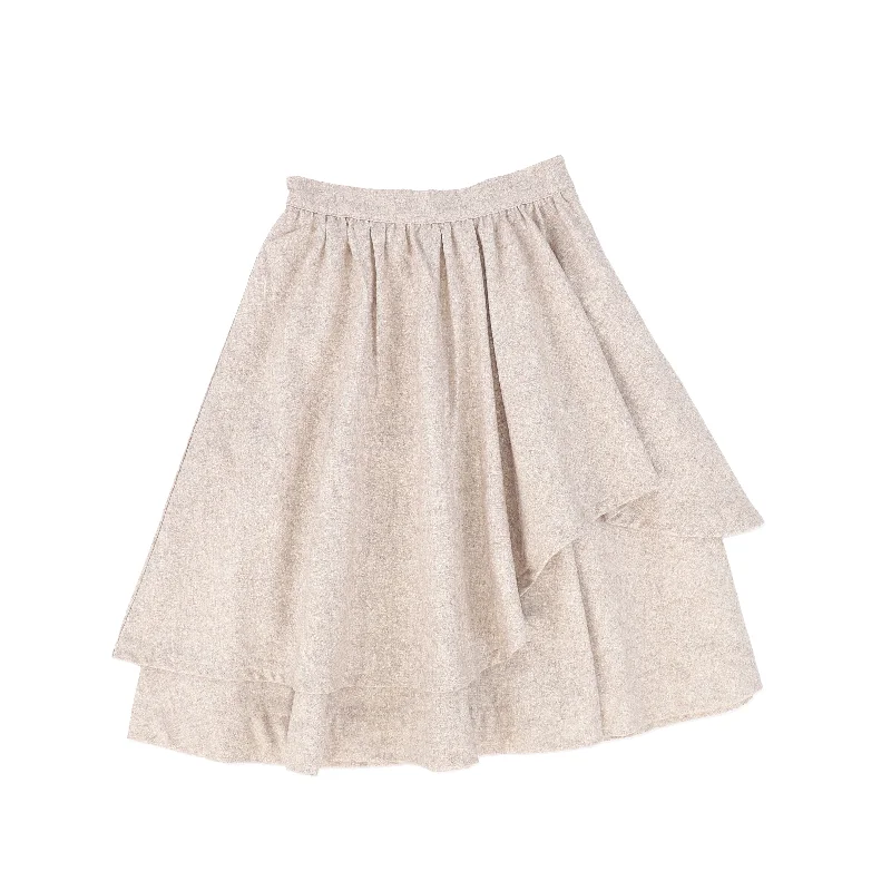 Bamboo Oatmeal Wool Layered Skirt high slit skirt