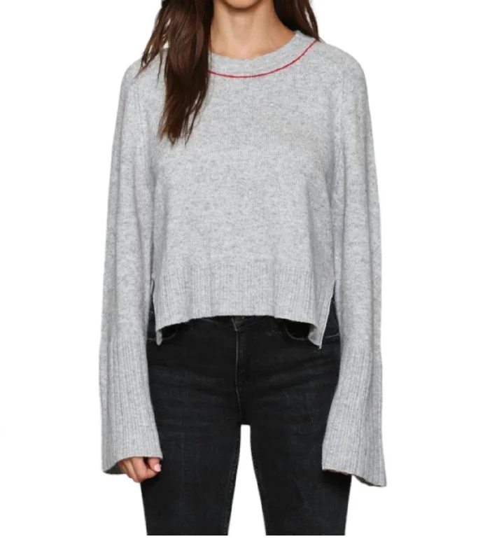 Bell Sleeve Sweater In Grey Thin Thick Dense