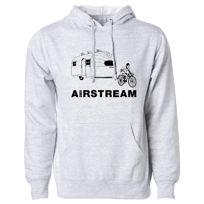 Bicycle Towing An Airstream Midweight Hoodie Hoodie with Thumb Holes Functional Cozy Bicycle Towing An Airstream Midweight Hoodie Hoodie with Thumb Holes Functional Cozy