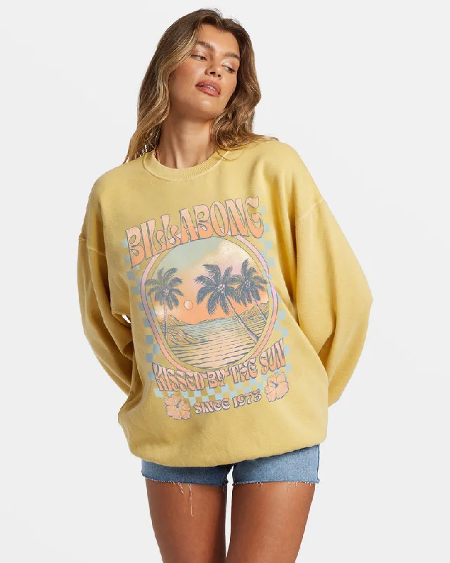 Billabong Ride In Oversized Crewneck Sweatshirt - MELLOW DAZE Hoodie with Ribbed Cuffs Snug Fit Comfort