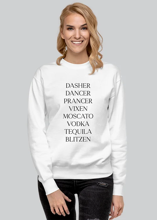 Calling All Reindeer Names Womens Crewneck Sweatshirt White Hoodie with V-Neck Classic Versatile Calling All Reindeer Names Womens Crewneck Sweatshirt White Hoodie with V-Neck Classic Versatile