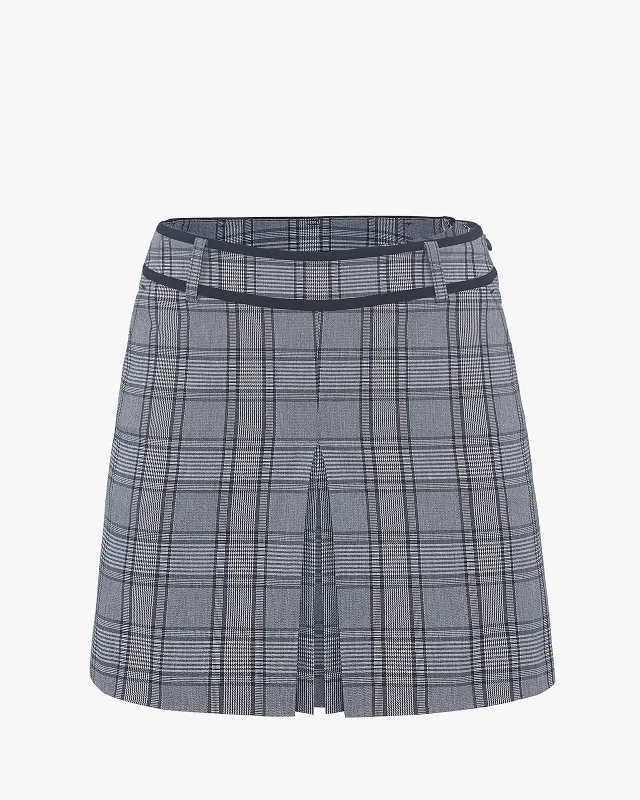 Checkered Slit Pleated Skirt cashmere skirt fine