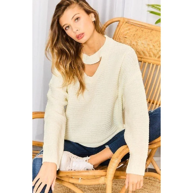 Chocker Neck Oversize Sweater Fitted Loose Oversized