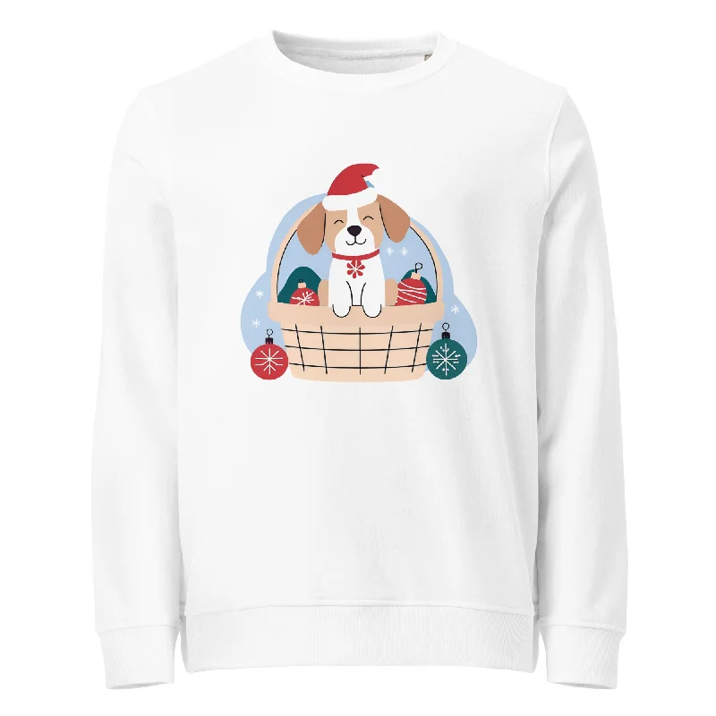Christmas Woof Graphics Women Organic Sweatshirt Hoodie with Distressed Vintage Worn Christmas Woof Graphics Women Organic Sweatshirt Hoodie with Distressed Vintage Worn