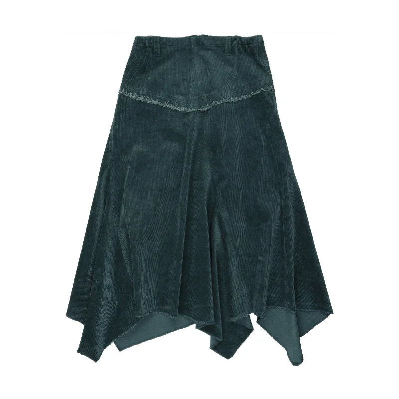 Coco Blanc Teal Blue Corduroy Skirt wool skirt thick