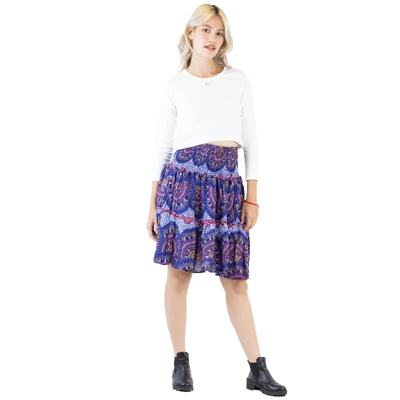 Contrast Mandala 127 Women's Skirt in Bright Navy SK0090 020127 04 chiffon skirt lightweight