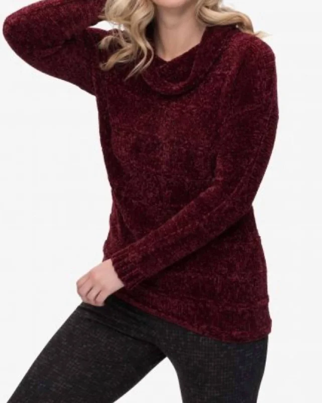 Cowl Neck Sweater In Burgundy Collared Crew Neck Turtle Neck