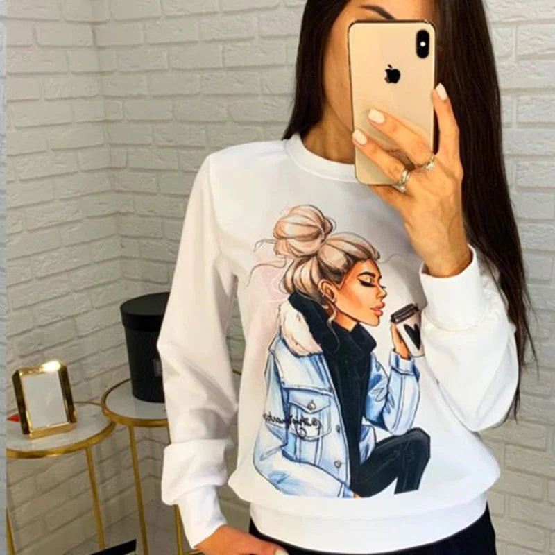 Cute Sweatshirt Women Ladies Long Sleeve White Black Red Sweat Femme Autumn Winter Clothing 2019 Characters Busos Para Mujer Hoodie with Gradient Ombre Colorful Cute Sweatshirt Women Ladies Long Sleeve White Black Red Sweat Femme Autumn Winter Clothing 2019 Characters Busos Para Mujer Hoodie with Gradient Ombre Colorful