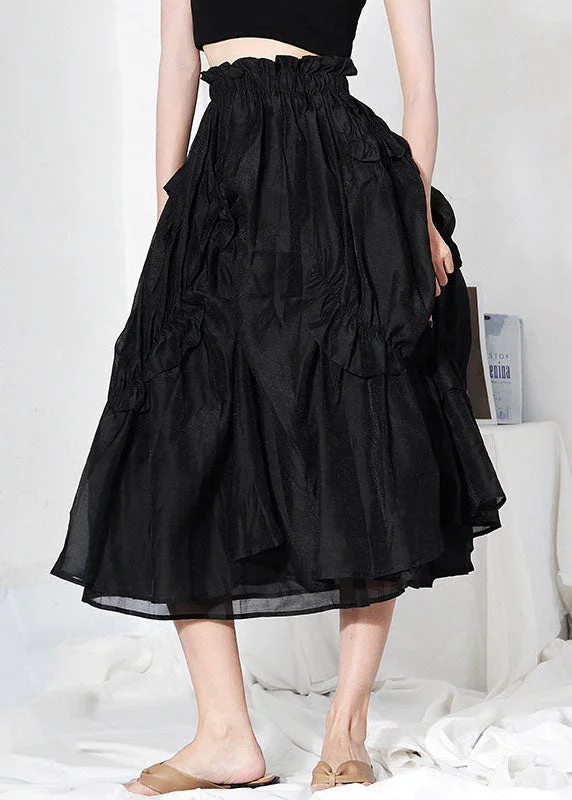 diy Black Cinched Tulle Patchwork Skirt Spring wool skirt sturdy