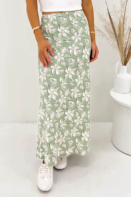 Eden Maxi Skirt Sage linen skirt natural