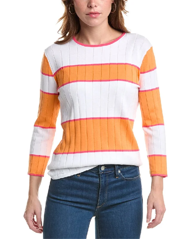 Edinburgh Knitwear Block Stripe Sweater Spandex Rayon Corduroy