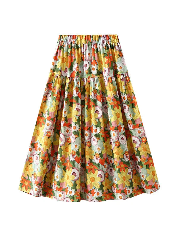 Elastic Waist Holiday Print Slim Skirt corduroy skirt comfortable